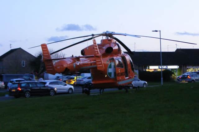 The Magpas helicopter at the scene. Picture by PT reader Penelope Ann Ayton.