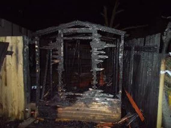 The burnt out shed in Paston