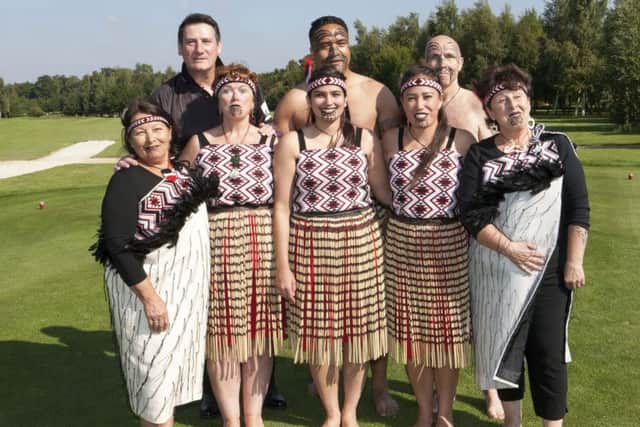 Tony Hadley and the Ngati Ranana London Maori Club at the Action Medical Research Tony Hadley Golf Classic, Elton Furze, Peterborough 12/09/2015.  Picture by Terry Harris. THA