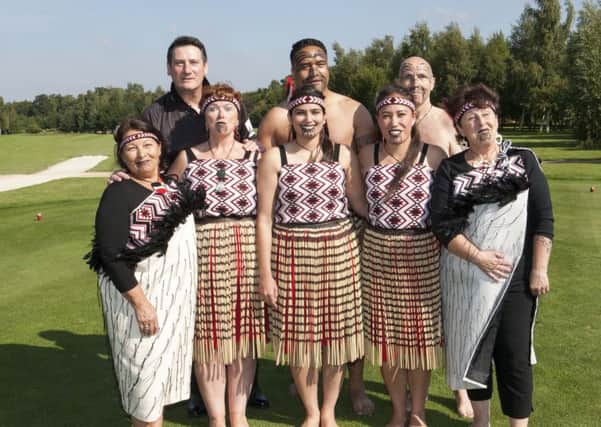 Tony Hadley and the Ngati Ranana London Maori Club at the Action Medical Research Tony Hadley Golf Classic, Elton Furze, Peterborough 12/09/2015.  Picture by Terry Harris. THA