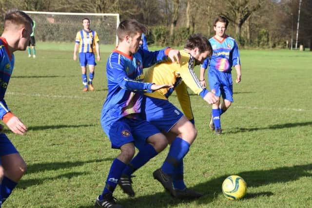 Action from Parkside v AFC Stanground Reserves in the semi-final of the League Shield. Photo: David Lowndes.