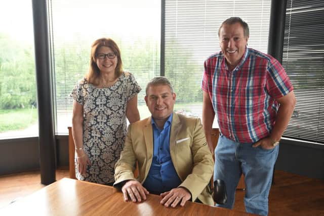 Hochanda founders Val Kaye and Paul Wright with chief executive Jamie Martin, seated. EMN-150714-192425009