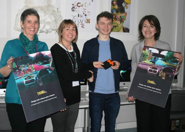 Hilary Auld, Head of Faculty at the Collage of West Anglia Wisbech, Maree Richards Road Safety Officer, Jake Howlett, Jane Goodwin, Graphic Design Course Director