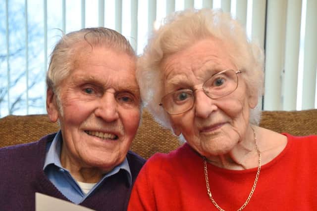 75th wedding anniversary couple Stan and Grace Pacey at home at Maxey EMN-160902-193346009