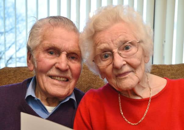 75th wedding anniversary couple  Stan and Grace Pacey at home at Maxey EMN-160902-193346009