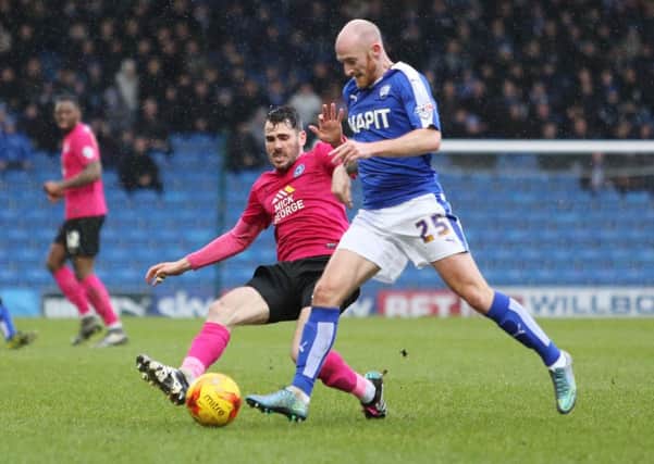 Michael Smith (pink) is available for Posh for the visit of Bradford City. Photo: Joe Dent/theposh.com.