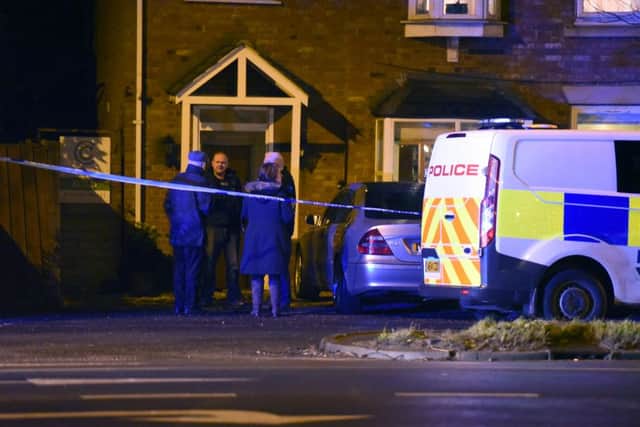 Police at the scene of the stabbing in Churchill Road, Wisbech, yesterday evening (February 15).