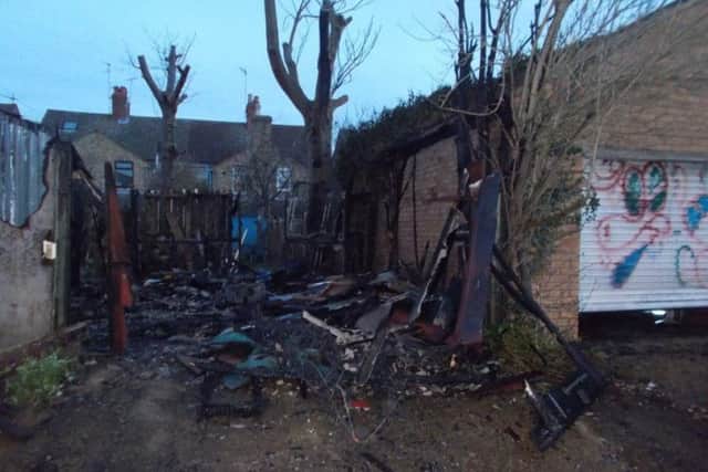 The garage fire - photo supplied by Cambridgeshire Fire and Rescue Service