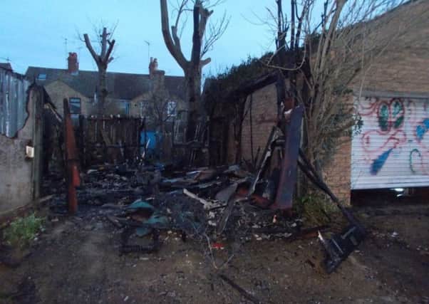 The garage fire - photo supplied by Cambridgeshire Fire and Rescue Service