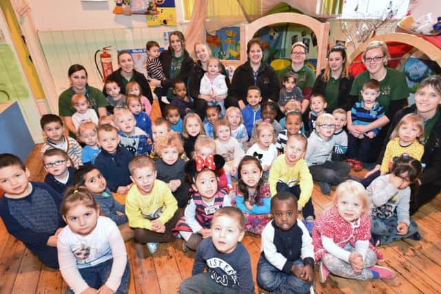 Children and staff at the Zig Zag day nursery at  St Paul's Church, New England following Ofsted visit EMN-160102-163003009
