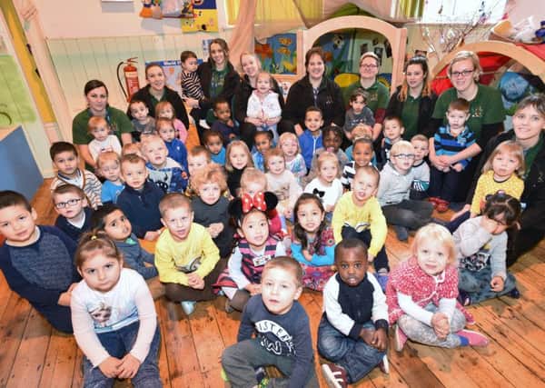 Children and staff at the Zig Zag day nursery at  St Paul's Church, New England following Ofsted visit EMN-160102-163003009