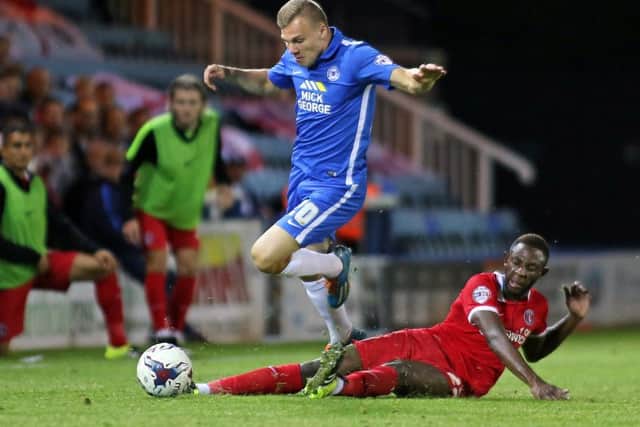 Harry Anderson in action for Posh against Charlton earlier this season. Photo: Joe Dent/theposh.com.