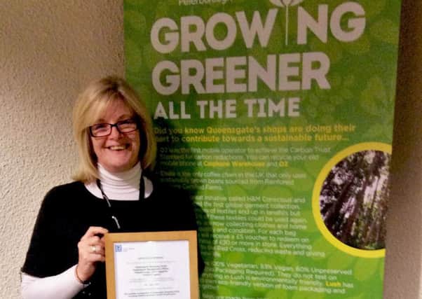 Carol Wakelin,  environmental manager at Queensgate Shopping Centre, with the award.