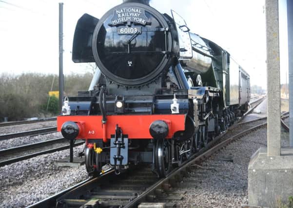 The Flying Scotsman steaming into Peterborough
