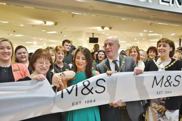 Opening the store with Mayor Cllr John Peach, Mayoress Janet Martin, store manager Emma Burrell and Margaret Porter, who has worked for M&S for 50 years. EMN-160226-122900009