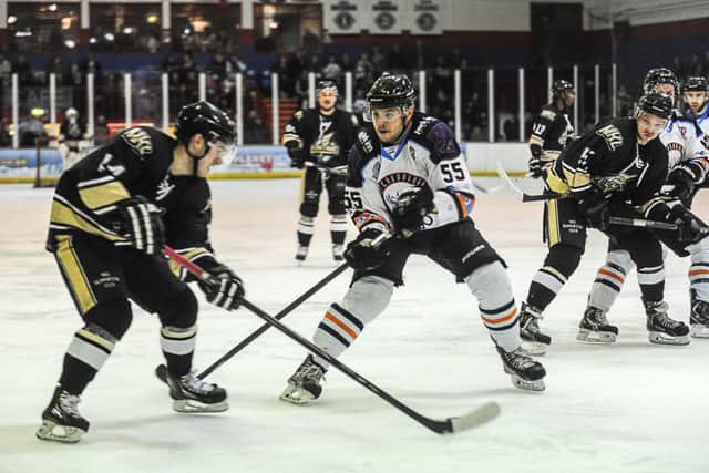 Jordan Cownie (left) scored the winner for MK against Phantoms.