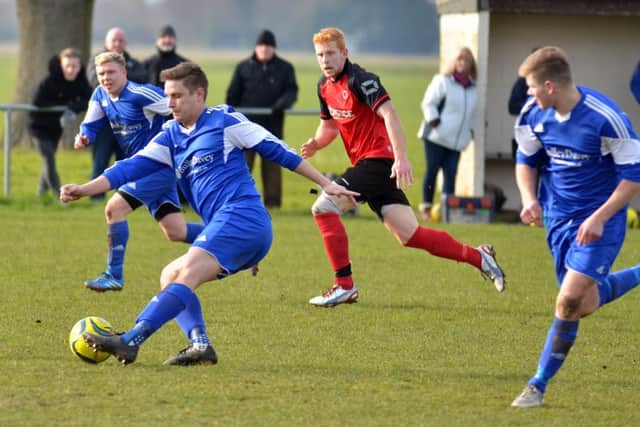Ian Bradbury in action for Moulton Harrox against Netherton in the semi-final of the President's Shield. Photo: Tim Wilson.