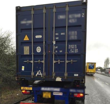 Police pulled over and arrested the driver of this lorry for drink driving on the A14