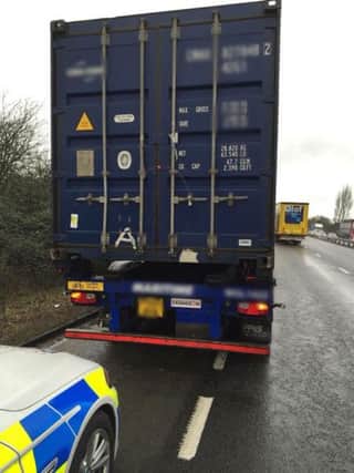 Police pulled over and arrested the driver of this lorry for drink driving on the A14