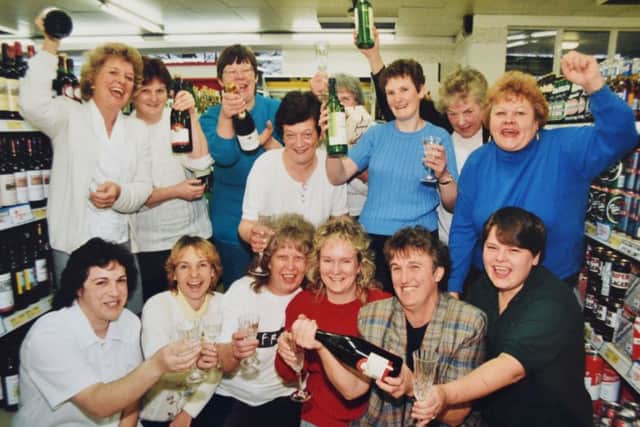 Staff at the Co-op store in Stanground celebrate a lottery win back in 1998