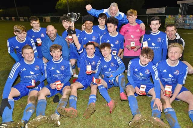 Yaxley Lynx Under 16s celebrate their cup final success. Picture: David Lowndes