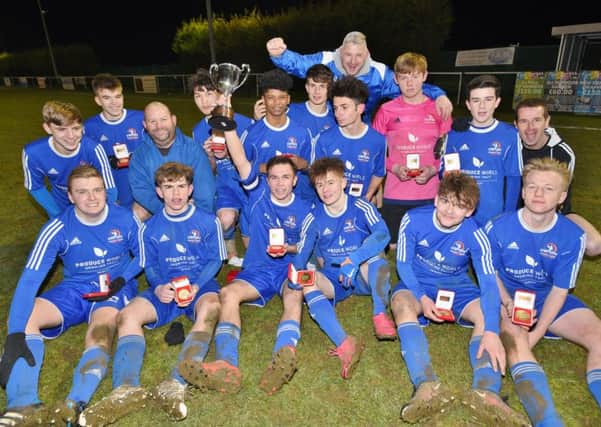 Yaxley Lynx Under 16s celebrate their cup final success. Picture: David Lowndes