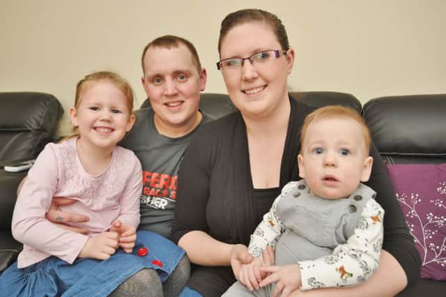 The Vernalls family  - dad Robert, mum Kelly with daughter Mia (4) and baby Oliver (7 months). Praise for the NHS story EMN-160803-174629009
