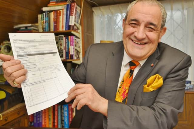 Marco Cereste back in local politics pictured with his nomination paper. EMN-160803-174418009
