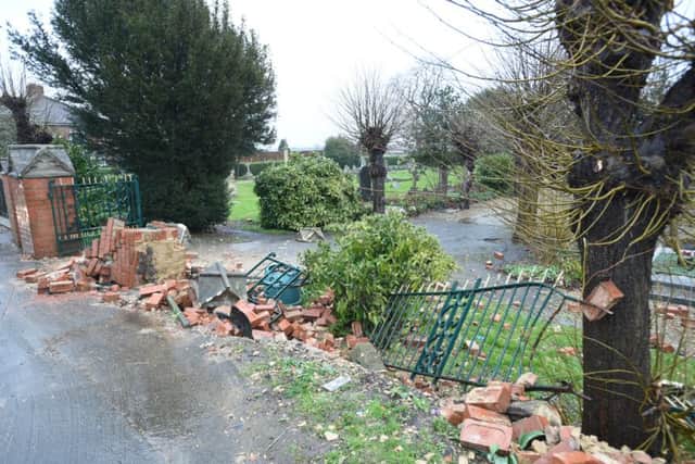 Damage at the crash scene