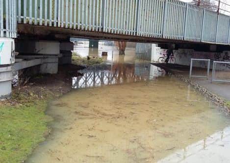 Flooding behind Asda in Rivergate