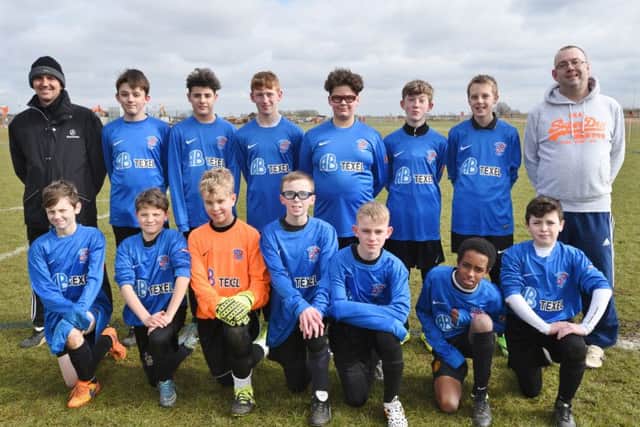 Whittlesey Under 13s are pictured before their Hereward Cup defeat by Park Farm Black. From the left are, back,  Mark Ashkettle, Scott Ashkettle, Christiano Verde, Jacob Burley-Muffet, Joseph Potter, Teddie Bailie, Jake Redhead, Gary Horn, front, Brandon Westgarth, Brandon Furneaux, Taylor Letch, Ellis Horn, Ben Schulze, Kaish Joseph and Jacob Sauer.