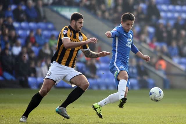 Tom Nichols in action for Posh against Port Vale. Photo: Joe Dent/theposh.com.