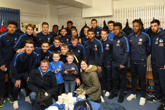 The Shaw family with Posh players