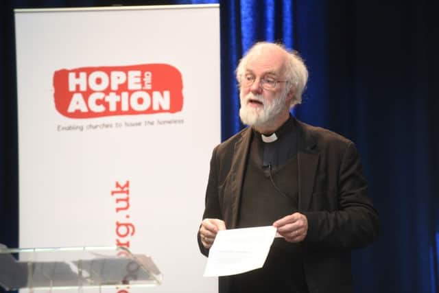 Dr Rowan Williams, former Archbishop of Cantebury, at Hope into Action awards at Bretton Baptist Church EMN-161103-181543009
