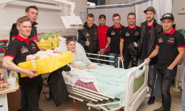 Panthers riders pictured visiting the children's ward at Peterborough City Hospital. Picture: Steve Hone.