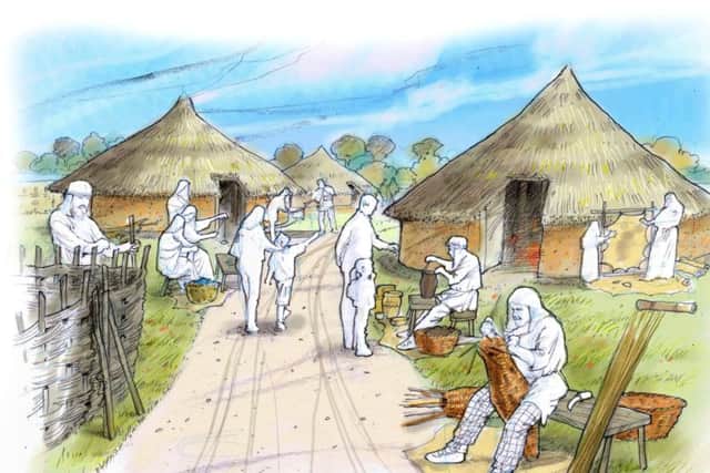 An artist's impression of the Bronze Age village