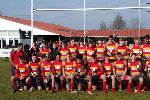 Borough Under 16s celebrate their East Midlands Cup success.