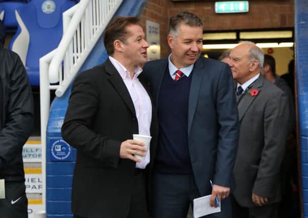 Rival managers Graham Westley (left) and Darren Ferguson before Posh beat Doncaster 4-0 at the ABAX Stadium in October. Photo: Joe Dent/theposh.com.