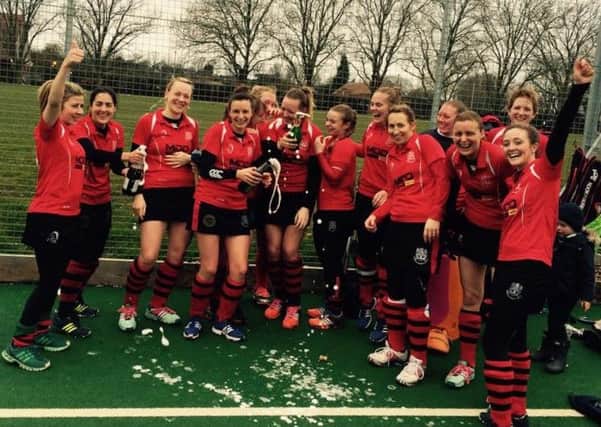 Wisbech Ladies celebrate their East Division One North title success. Photo: Lisa Williamson.