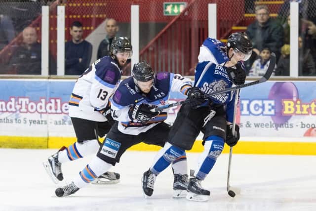 Lloyd Gibson of Phantoms in action against his former Sheffield Steedogs team. Photo: Tom Scott - AMOimages.com.