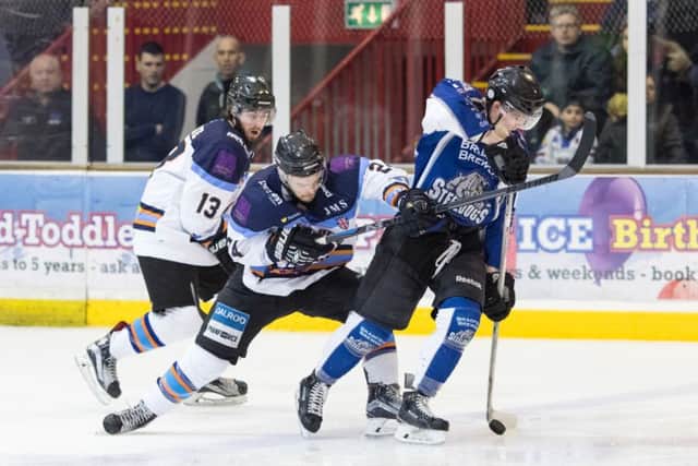 Lloyd Gibson in action against his former club Sheffield Steeldogs.