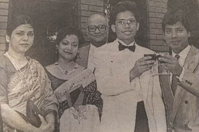 Rony Choudhury celebrating the first anniversary of the old Bombay Brasserie in 1989.