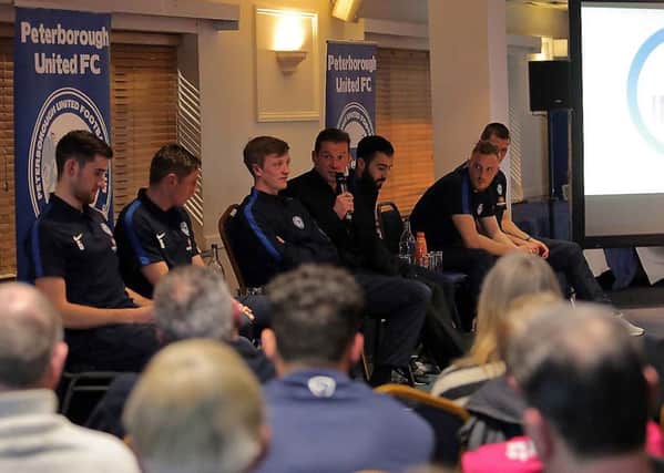 Posh players and manager Graham Westley at the 'Inside Out' function at the ABAX Stadium. Photo: Joe Dent/theposh.com.