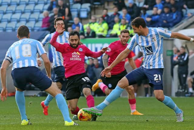 Action from Coventry v Posh from earlier this season. Photo: Joe Dent/theposh.com.