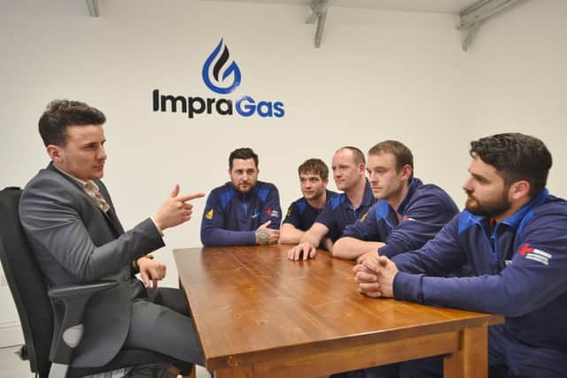 Impragas owner and  The Apprentice winner Joseph Valente with some of his staff EMN-160322-214040009