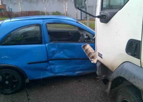 A lorry collided with a Vauxhall Corsa in Newark Road