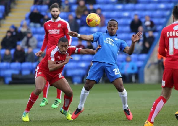 Souleymane Coulibaly in action for Posh against Swindon Town. Picture: Joe Dent