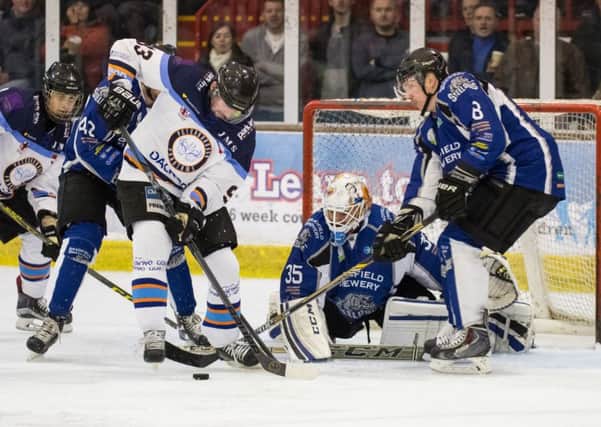 Action from Phantoms play-off battle with Sheffield ay Planet Ice. Photo: Tom Scott - AMOimages.com