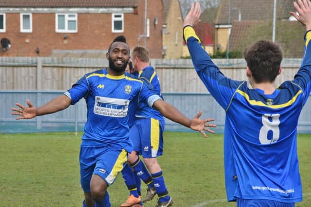 Avelino Vieira is happy to have scored the goal that sealed the United Counties League Division One title. Photo: David Lowndes.