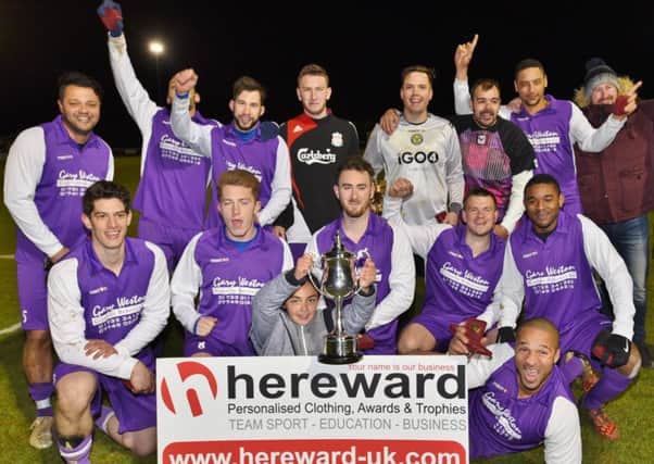 Parkway celebrate their PFA Sunday Cup Final success. Photo: David Lowndes.